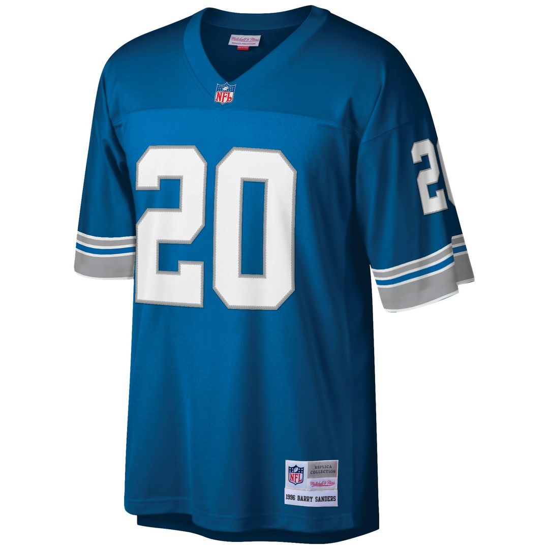 Detroit Lions Barry Sanders Mitchell & Ness Blue Big & Tall 1996 Retired Player Replica Jersey