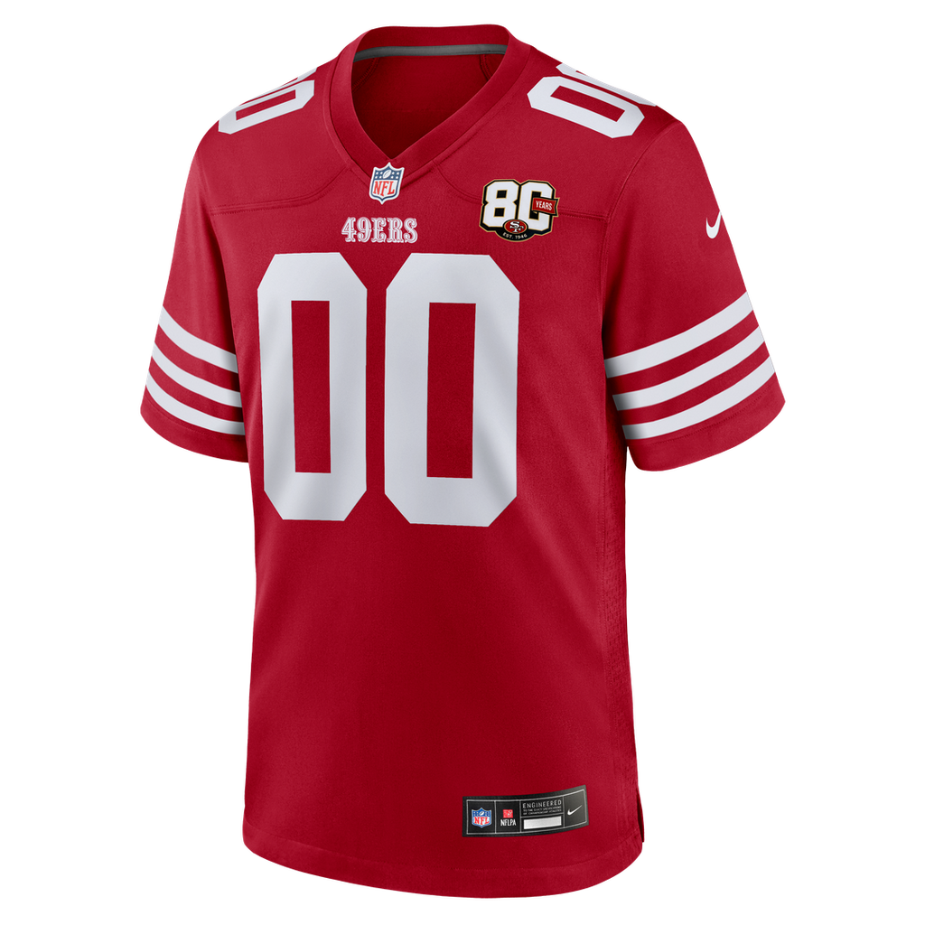 San Francisco 49ers Nike Scarlet 80th Anniversary Custom Game Jersey