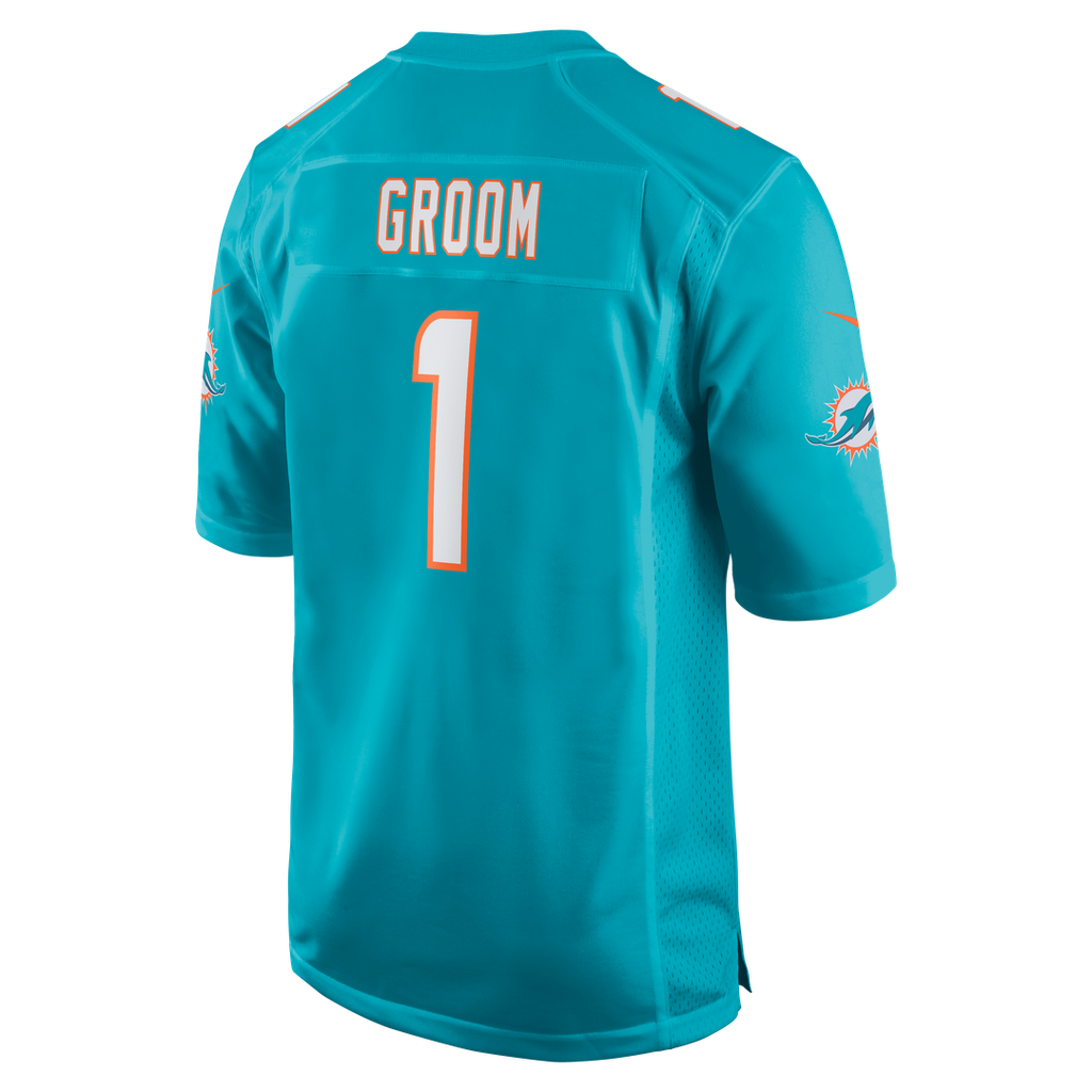 Miami Dolphins Number 1 Groom Nike Aqua Game Jersey