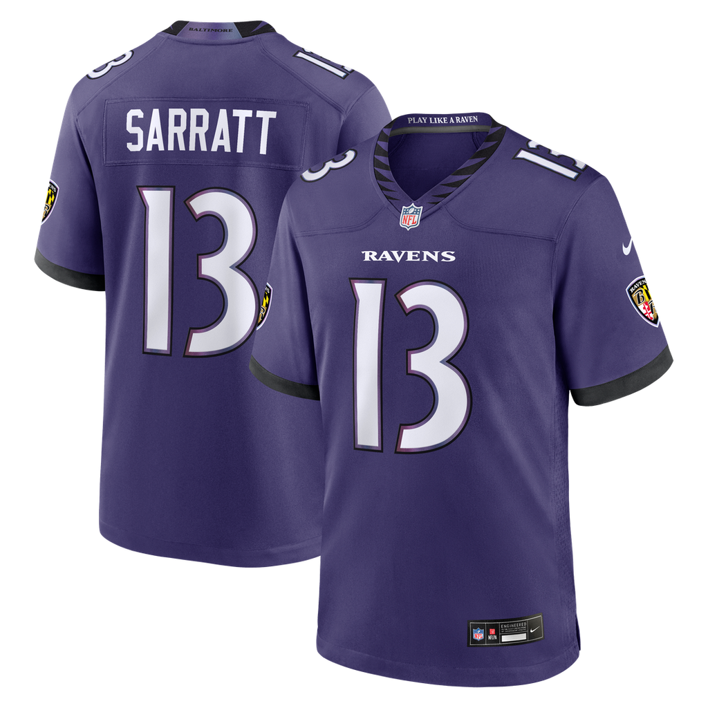 Baltimore Ravens Elijah Sarratt Nike Purple Team Game Jersey