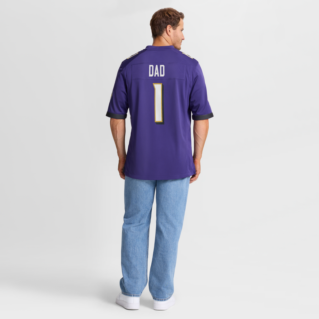 Baltimore Ravens Number 1 Dad Nike Purple Game Jersey