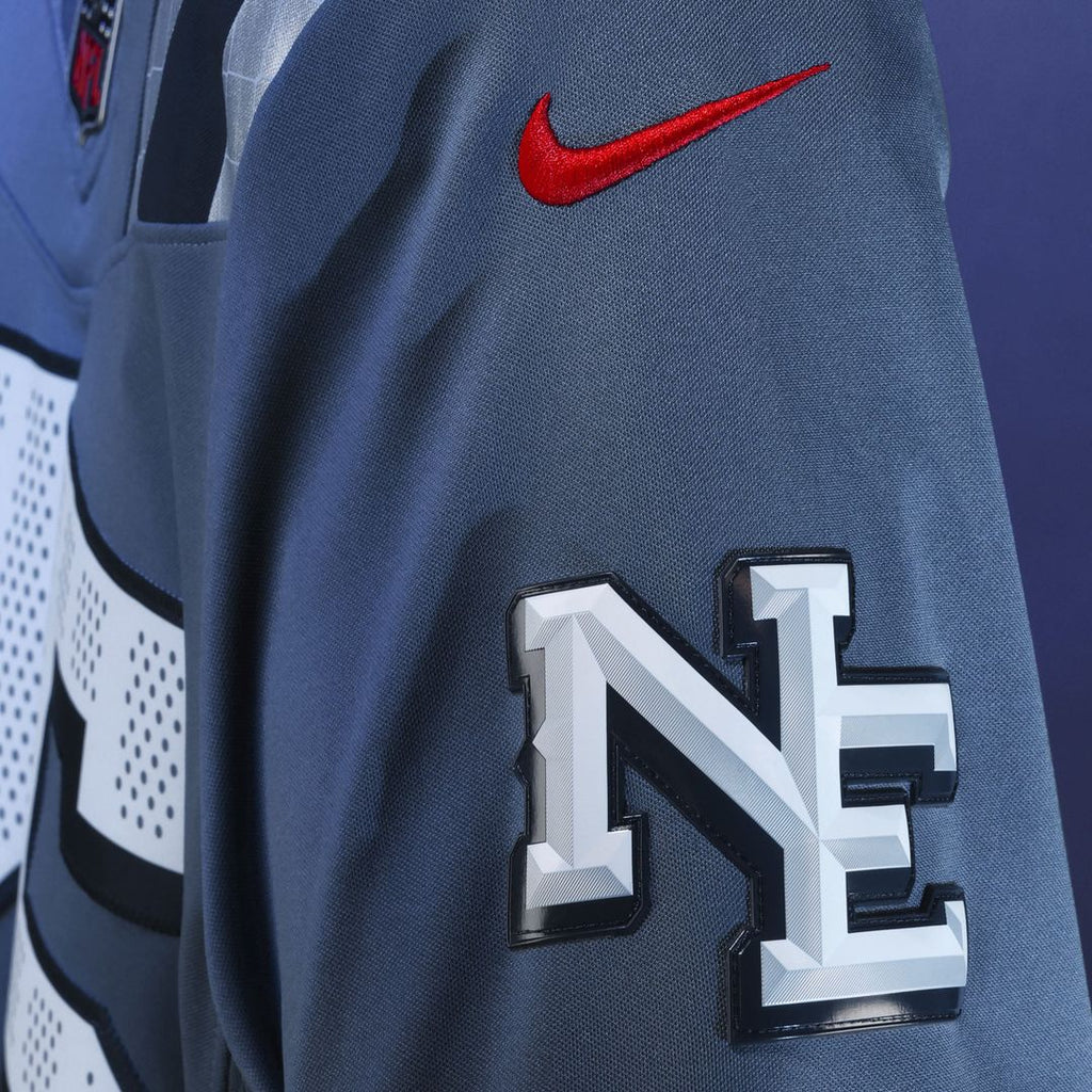 New England Patriots Drake Maye Nike Blue Rivalries Collection Stitched Limited Jersey