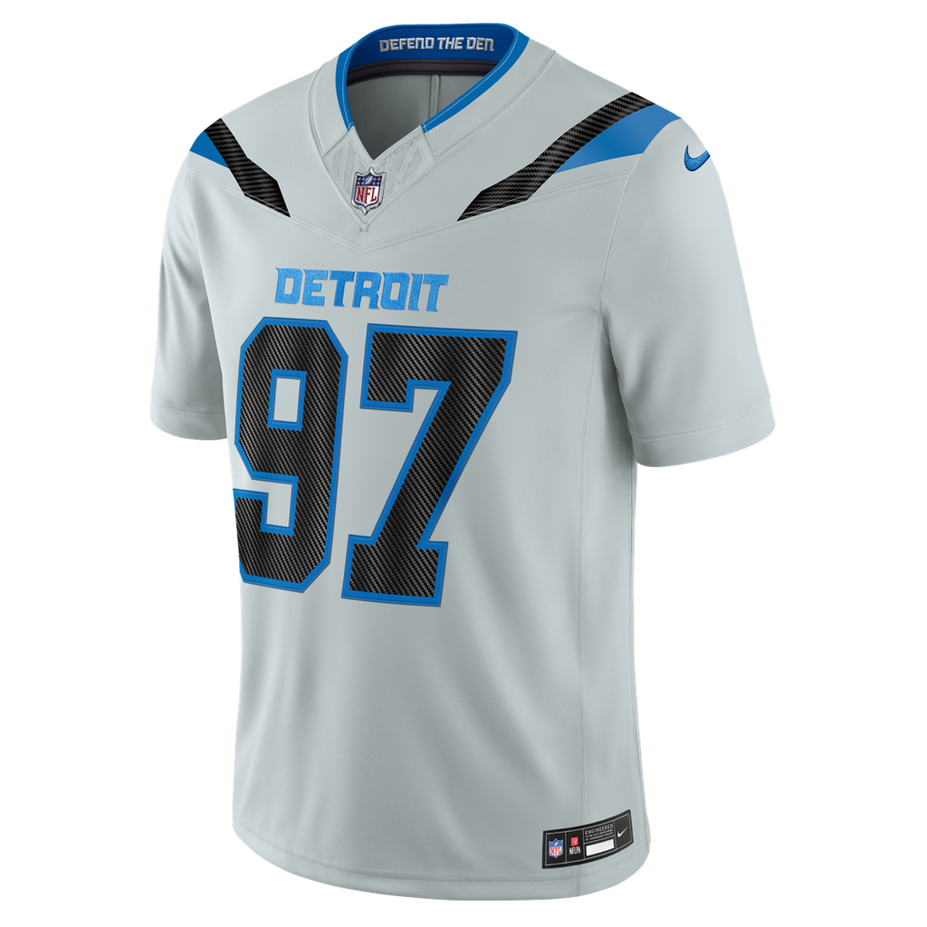 Detroit Lions Aidan Hutchinson Nike Silver 2026 Rivalries Collection Stitched Limited Jersey