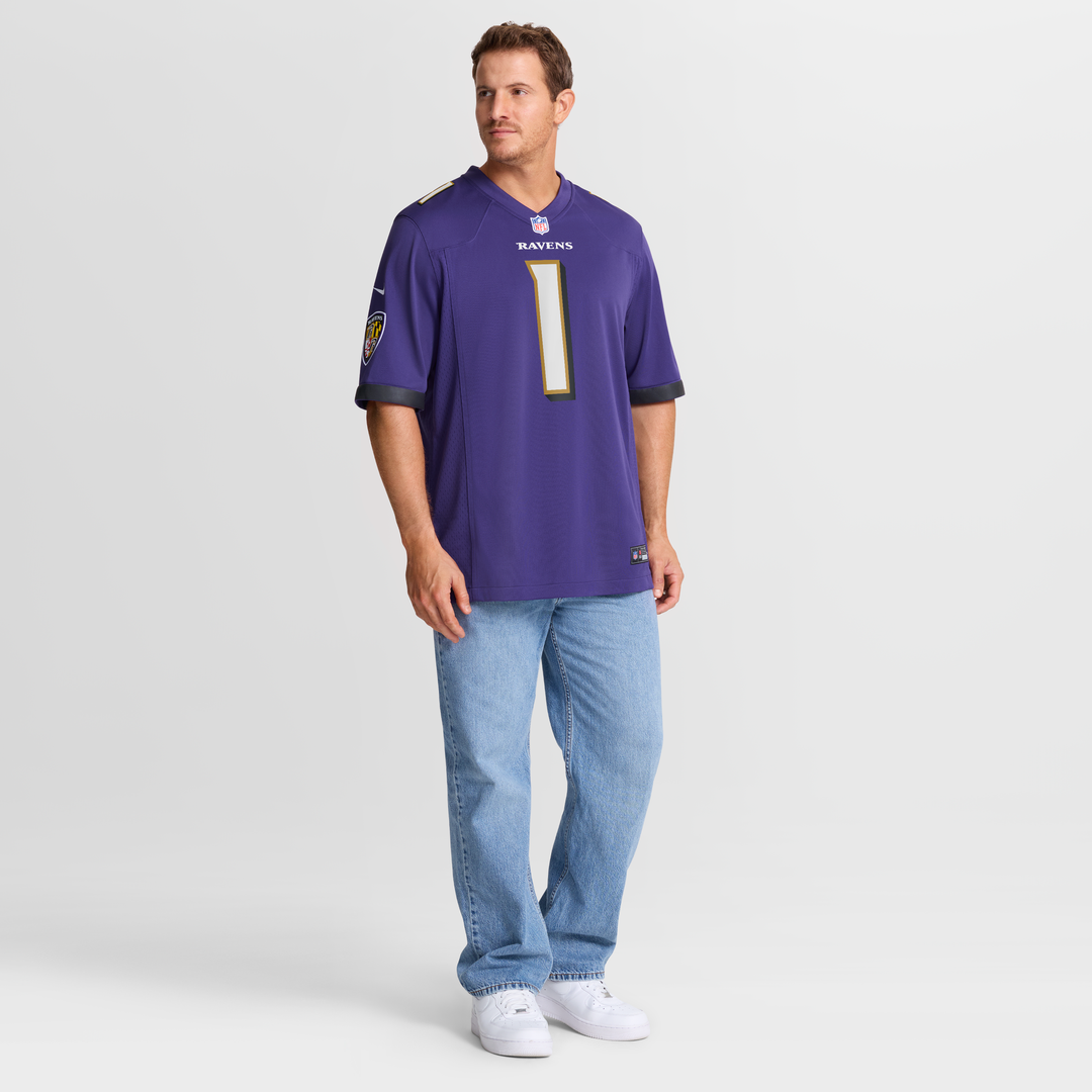 Baltimore Ravens Number 1 Dad Nike Purple Game Jersey