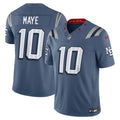 New England Patriots Drake Maye Nike Blue Rivalries Collection Stitched Limited Jersey