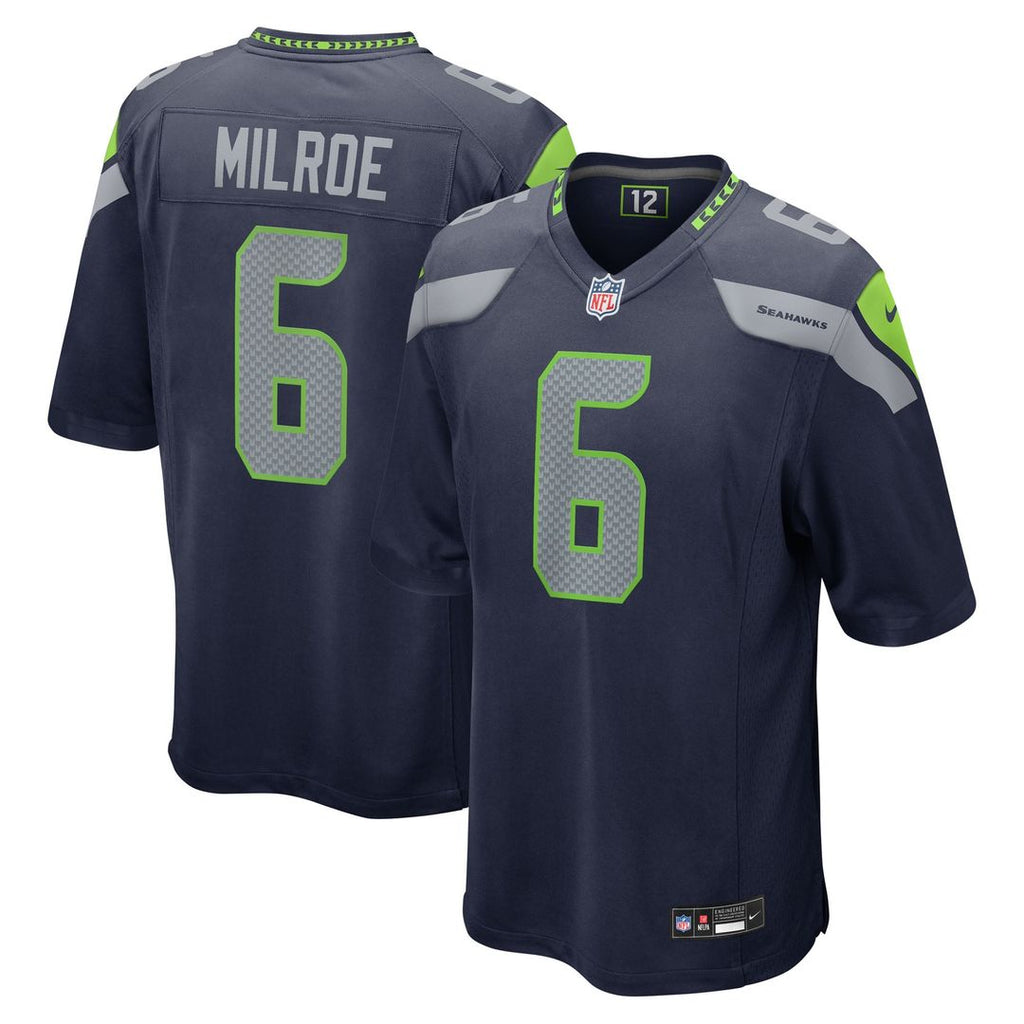 Seattle Seahawks Jalen Milroe Nike College Navy 2025 NFL Draft Game Jersey