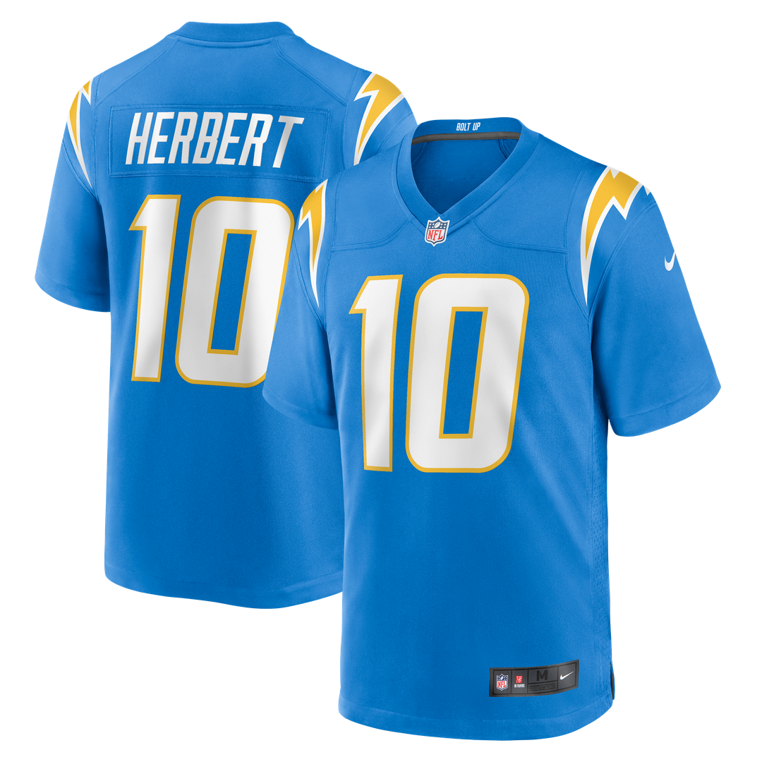 Los Angeles Chargers Justin Herbert Nike Gold Alternate Charger Power Game Player Jersey