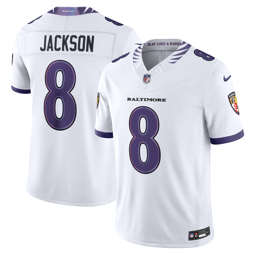Baltimore Ravens Lamar Jackson Nike White Vapor F.U.S.E. Stitched Limited Jersey